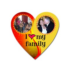 I love my family red and gold heart magnet - Magnet (Heart)
