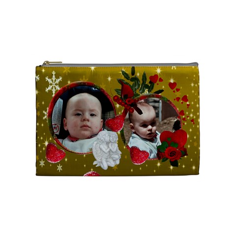 Red And Gold Cosmetic Bag Medium By Maryanne Front