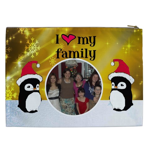 Penguin I Love My Family Cosmetic Bag (xxl) By Kim Blair Back