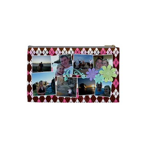 Argyle Flower Cosmetic Bag Small By Digitalkeepsakes Back