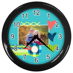 Playful Hearts - Wall Clock (Black)