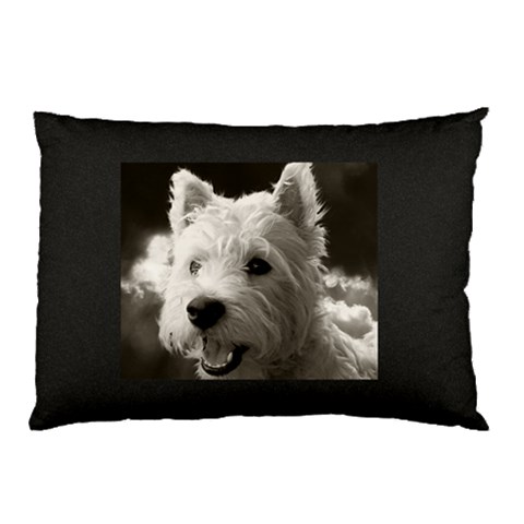 Westie Puppy Pillow Case Black By Lou 26.62 x18.9  Pillow Case