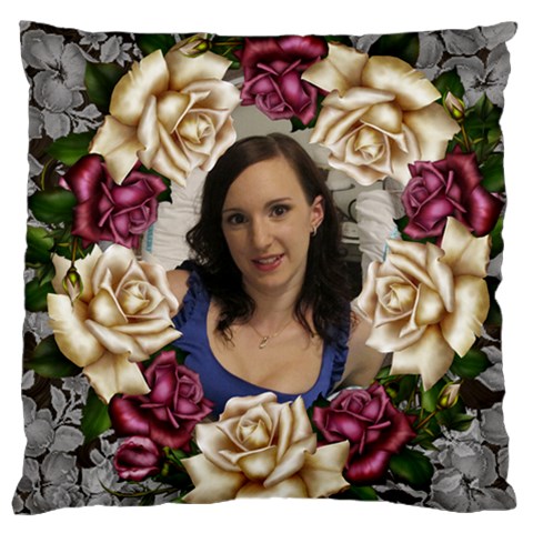Roses And Lace Large Cushion Case (2 Sided) By Deborah Front