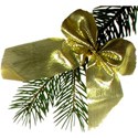pine branch with gold bow