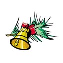 Christmas bell on pine stem