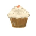 cream icing orange ball cupcake