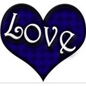 blue black love word art heart