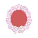 pink oval with ribbon rose