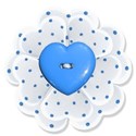 turquoise flower heart button