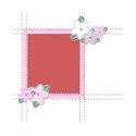 stitching frame with flowers pink