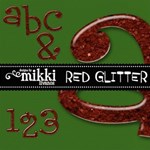 Red Glitter Alpha & Numbers by Mikki