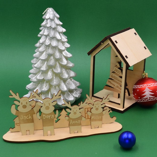 Any 9 Wood Ornaments for $25 with free worldwide shipping.