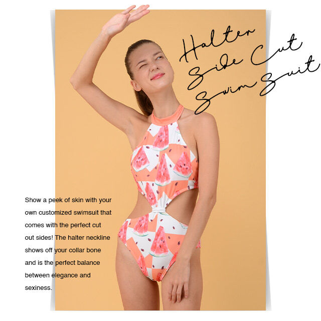 custom halter side cut swimsuit