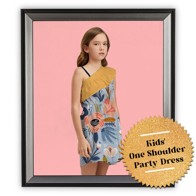 custom kids' one shoulder party dress