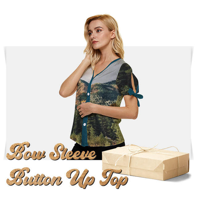 custom bow sleeve button up top