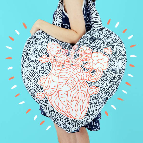 CUSTOM GIANT HEART SHAPED TOTE