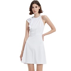Cocktail Party Halter Sleeveless Dress With Pockets