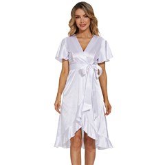 Women s Kimono Wrap Satin Dress
