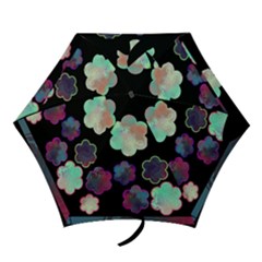 flowers on black - Mini Folding Umbrella