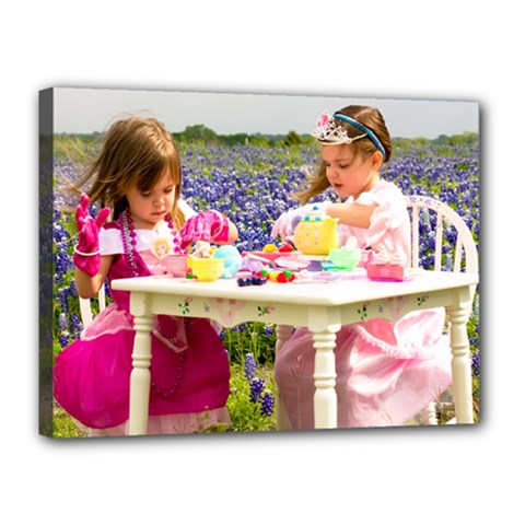 Girls in Bluebonnets-2 - Canvas 16  x 12  (Stretched)