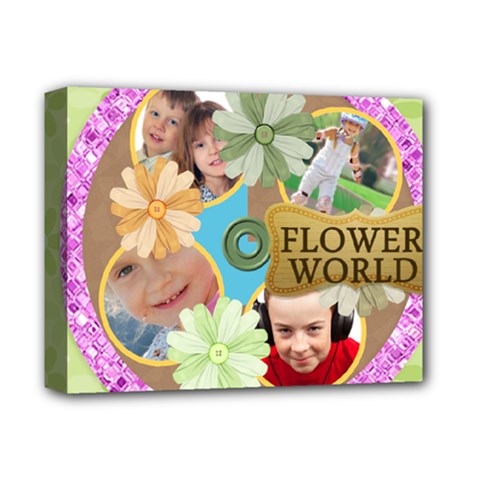 flower , kids, happy, fun, green - Deluxe Canvas 14  x 11  (Stretched)