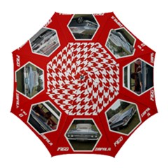 red and white houndstooth golf umbrella