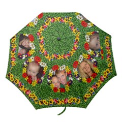 Flowers on  Grass brag umbrella - Folding Umbrella