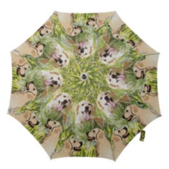 golden retriever in the grass umbrella - Hook Handle Umbrella (Large)