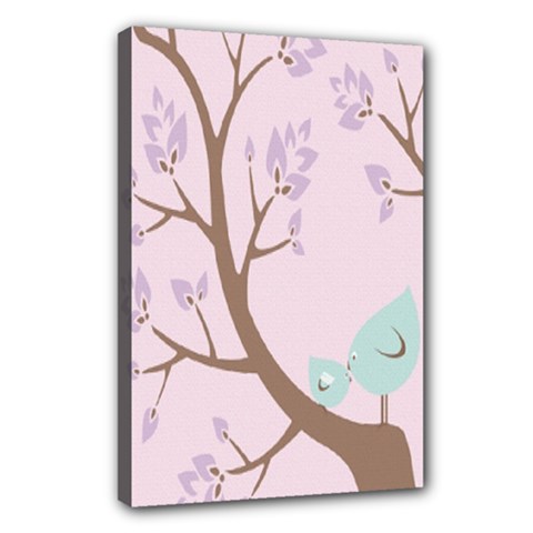 Church Tree Birds - Canvas 18  x 12  (Stretched)