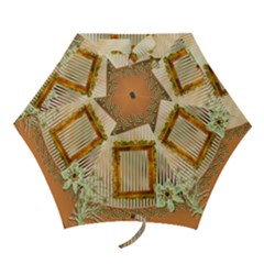 Rust Stripe Floral mini Folding Umbrella