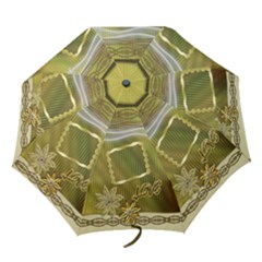 Gold Floral Folding Umbrella