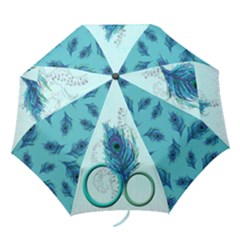 Peacock feather folding umbrella