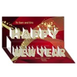 Red New Year 3D Card - Happy New Year 3D Greeting Card (8x4)