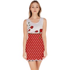 Red rose and polka dot dress - Bodycon Dress