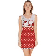 Red rose and polka dot 1 dress - Bodycon Dress