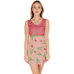 Fun pink tulips with polka dot ribbon dress - Bodycon Dress