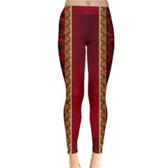 Red Rose Print Leggings - Everyday Leggings 