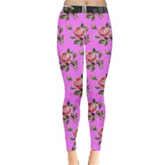 Pink Rose Leggings - Everyday Leggings 