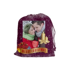 merry christmas - Drawstring Pouch (Large)