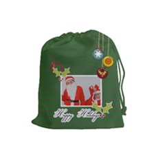 Drawstring Pouch: (L) Happy Holidays - Drawstring Pouch (Large)