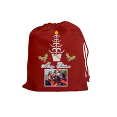 Drawstring Pouch: (L) Merry Christmas - Drawstring Pouch (Large)