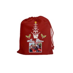 Drawstring Pouch (M): Merry Christmas - Drawstring Pouch (Medium)