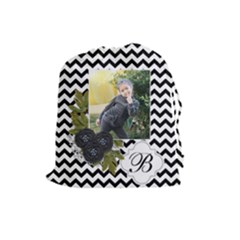 Drawstring Pouch (L): Chevron Black - Drawstring Pouch (Large)