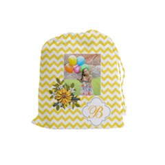 Drawstring Pouch (L): Chevron Yellow - Drawstring Pouch (Large)