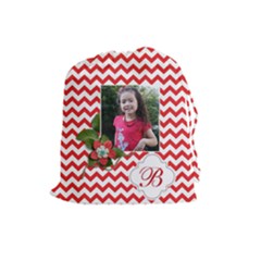 Drawstring Pouch (L): Chevron Red - Drawstring Pouch (Large)