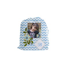 Drawstring Pouch (S) : Chevron Blue - Drawstring Pouch (Small)