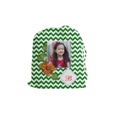 Drawstring Pouch (M): Chevron Green - Drawstring Pouch (Medium)