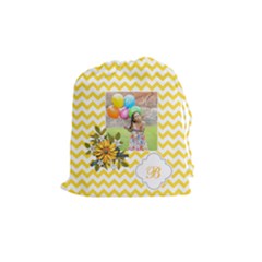 Drawstring Pouch (M): Chevron Yellow - Drawstring Pouch (Medium)