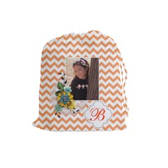 Drawstring Pouch (L): Chevron Orange - Drawstring Pouch (Large)