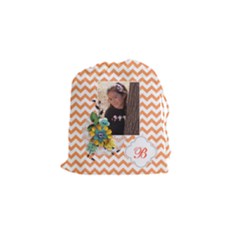 Drawstring Pouch (S) : Chevron Orange - Drawstring Pouch (Small)